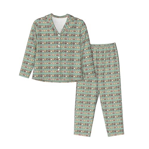 Pyjama long femme motif chouette pour des soirées cocooning à la maison