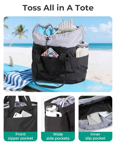 BAGSMART Reusable Grocery Bags, Large Beach Bag, Foldable Tote for Shopping Moving Holiday Travel Packing2