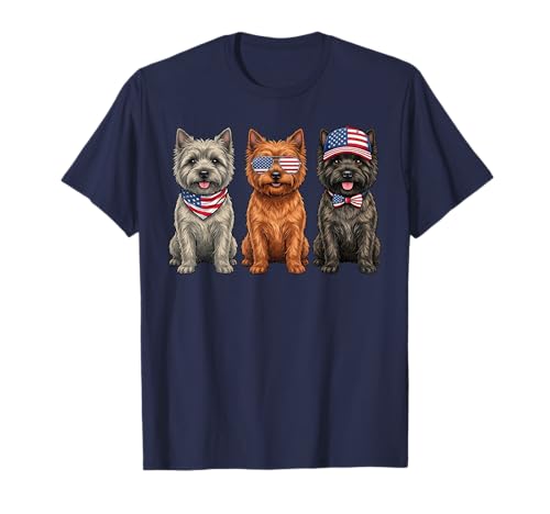Cairn Terrier 4th of July US American Flag Dog Patriotic T-Shirt