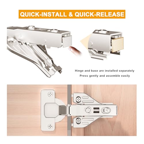 Luokim 2pcs Clip On Face Frame Soft Close Cabinet Hinges Full Overlay Concealed Kitchen Cabinet Hinges Nickel Finish by Luokim - Image 7