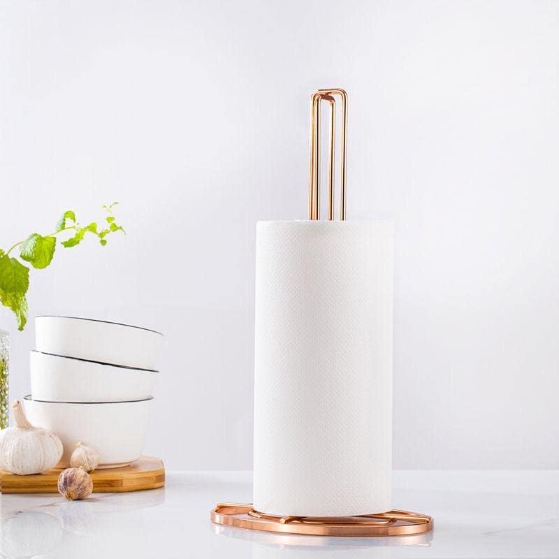 Royal Cuisine, Accents Kitchen Roll Holder and Mug Tree Set, Rose Gold, 14 x14 x35 cm (Gold)