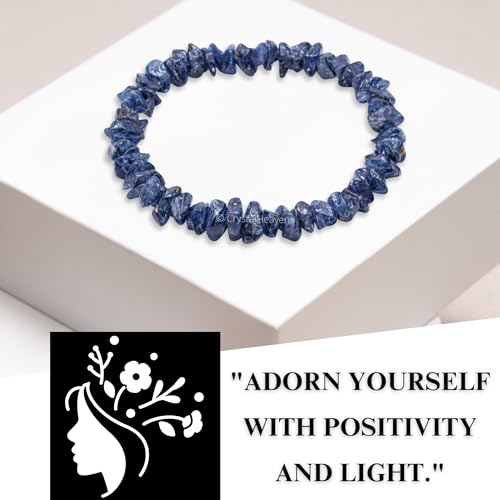 Image of Certified Iolite Bracelet for Women Men with Healing Crystal and Reiki Stone - Beautiful Gemstone Beaded Bracelet for Balance, Harmony & Positive Energy (Chips Stone Beads)
