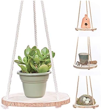 Primitive Planters Hanging Hardwood Hangers 8" Dia. X 36" - Jute