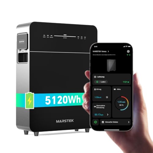 Marstek Venus E 3.0 Balkonkraftwerk mit Speicher: AC Gekoppeltes Energiespeichersystem 0% MwSt 5.12kWh LFP 2 5kW PV-Eingangsleistung/Ausgang Erweiterung bis zu 15 36kWh 6000 Ladezyklen Plug&Play