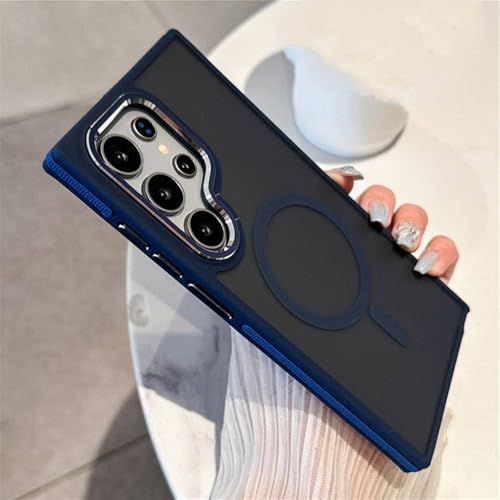 Coque Samsung S25 Ultra magnétique mate étui antichoc bleu marine S24 S23
