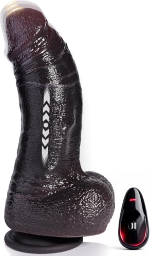 8.3 Thick Black Thrusting Dildo Vibrator - Huge Girthy BBC Heated Dildo with Suction Cup Big Giant Silicone Dildos with 7 Thrusting 10 Vibrating Adult Sex Toys for Women Men Consoladores