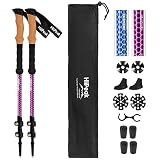 Hiipeak Lightweight Trekking Poles - 1 Pair Adjustable Hiking Sticks- Foldable Collapsible Walking P
