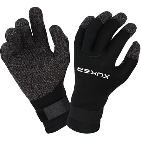XUKER Neoprene Gloves 3mm Diving Scuba Gloves Kevlar Water Five Finger Warm Wetsuit Winter Gloves for Scuba Diving Snorkeling Surfing,XL Cover