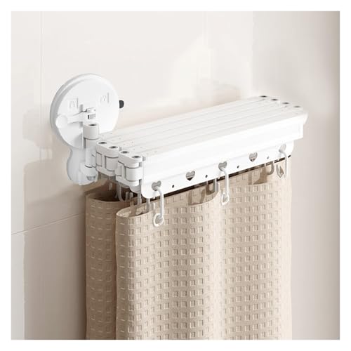 Barra de cortina de ducha plegable ajustable, montada en la pared, sin taladrar, barra de esquina retráctil para baño, dormitorio, hotel, divisor de habitación