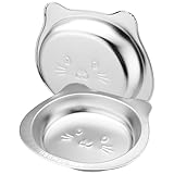 HBGmao-hao Cat Bowls 2 Pcs 7.1 Inch, 304 Stainless Steel Whisker-Friendly Shallow Dishes for Food and Water, Cats Small Dogs (01siliver)