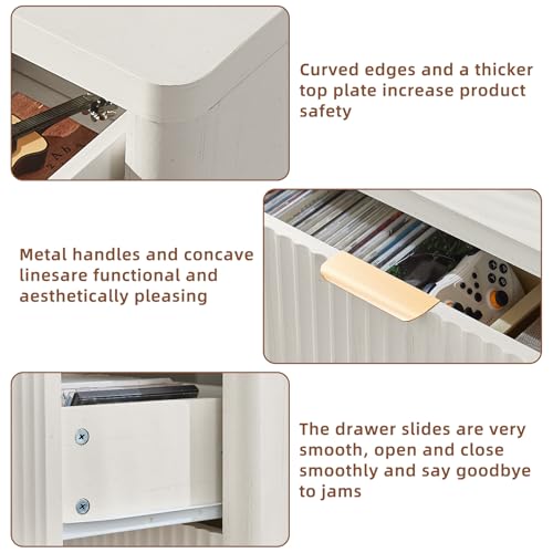 Image of LEYAOYAO Fluted 6 Drawers Dresser for Bedroom Set of 2, 42 inch Tall Modern Chest of Drawers with Metal Handle, Curved Profile Design,White Wood Drawer Organizer for Bedroom, Living Room, Hallway
