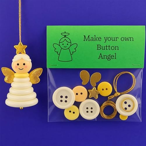 Pcingsia 4pcs Diys Christmas Button Ornament Making Set, Christmas Tree Button Ornament Craft Kit With Snowman/Santa/Angel, DIY Handmade Supplies Gift1 For Kids Teens Adults - Image 4