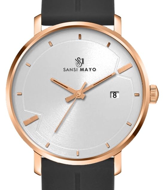Image of Analog Watch for Men with Silicone Band | Magnetic Lock Strap | Japanese Quartz Movement | Water Resistant | Formal & Casual Wristwatch Gift