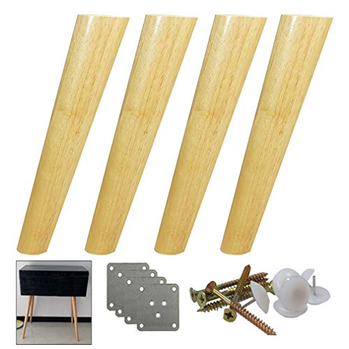 4 piezas Patas de Muebles Madera Maciza,Patas de Mesa Inclinadas Cónicas,Repuesto de Pies de Sofá Camas,para Bancos,Sillas, Escritorios,Armarios,10-70cm opcional(50cm/19.7in)