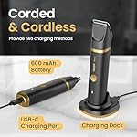 Groin & Body Hair Trimmer for Men - Electric Shaver for Pubic Hair, Chest, Legs - Ball Pubic Groomer, LED Light, Replaceable Ceramic Blade Heads, USB-C Recharge Dock, Waterproof Hygiene Razor - Image 5