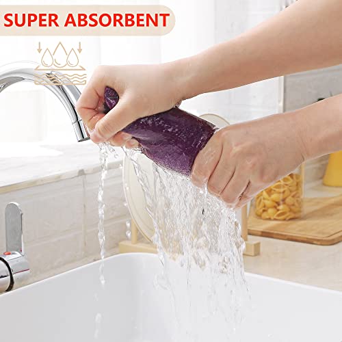 Image of Homaxy 100% Cotton Waffle Weave Kitchen Dish Towels, Ultra Soft Absorbent Quick Drying Cleaning Towel, 13 x 28 Inches, 12-Pack, Purple
