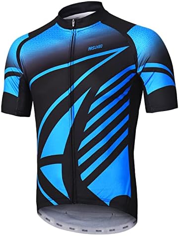 ARSUXEO Mens Cycling Jersey Short Sleeves Mountain Bike Jersey Bright Bike T-Shirt Breathable Cycle Top ZY84