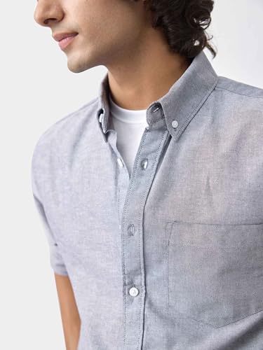 Image of UNSTD Men Solid Cotton Oxford Shirt Full Sleeves | Regular Fit Premium Shirt for Men | Office & Casual Wear