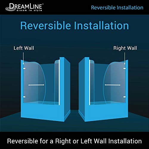 Dreamline Aqua Uno 56-60 In. W X 58 In. H Frameless Hinged Tub Door With Extender Panel In Chrome, Shdr-3534586-Ex-01 #TOP3