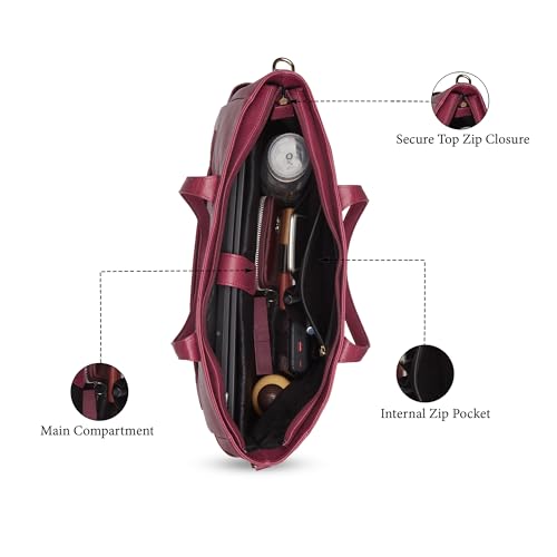 Image of Caprese Bow 15.6 Inch Large Laptop Bag for Women with Adjustable & Detachable Straps | Stylish, Durable, and Spacious with Multiple Compartments for Work, Travel, and Everyday Use