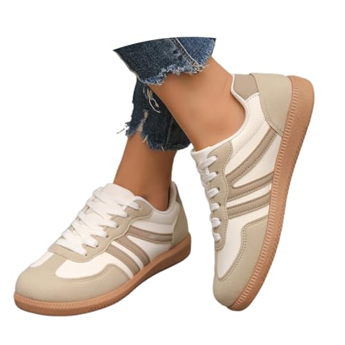 Damen Sneaker Weite h Bequeme braun Silber Low top, Sneaker Damen Retro Style - Tennis Und Skateboarden Klassische Gummisohle - Modische rutschfeste Freizeit Skate-Schuhe Beige 38 Damen Sneaker Weite h Bequeme braun Silber Low top, Sneaker Damen Retro Style - Tennis Und Skateboarden Klassische Gummisohle - Modische rutschfeste Freizeit Skate-Schuhe Beige 38