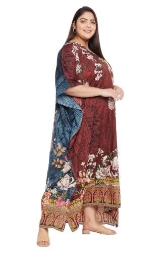 Image of Oussum Women Plus Size Kaftan Kimono Loose Maxi summer dresses for women Beach 3 /4 Sleeve Casual lounge dress Boho