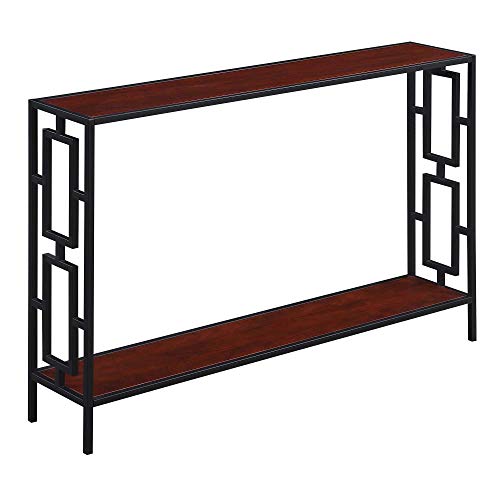 Image of JGS Iron Frame Wooden Console Tables with Bottom Shelf Book Storage Multipurpose Sheesham Wood Flower Pot Stand Table Furniture for Home Living Room Entrance & Office (Mahogany Finish)