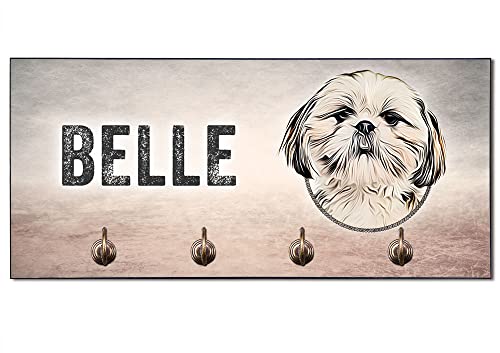 Cadouri Design-Hundegarderobe SHIH TZU (Cartoon) » personalisiert mit Name « Wandgarderobe, Leinenhalter mit Hunderasse┊tolle Geschenkidee für Hundebesitzer