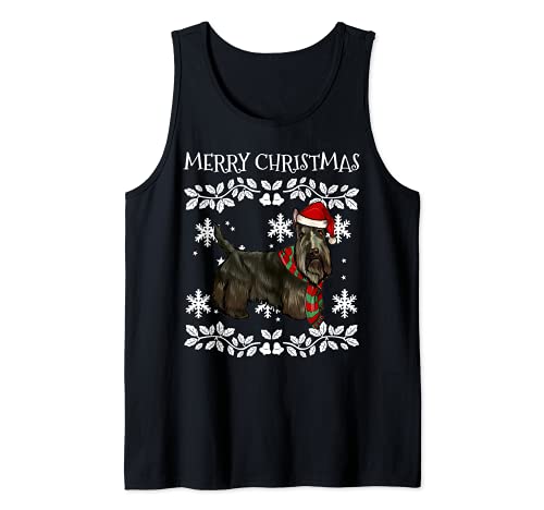 Merry Christmas Ornament Scottish Terrier Xmas Santa Tank Top, Black