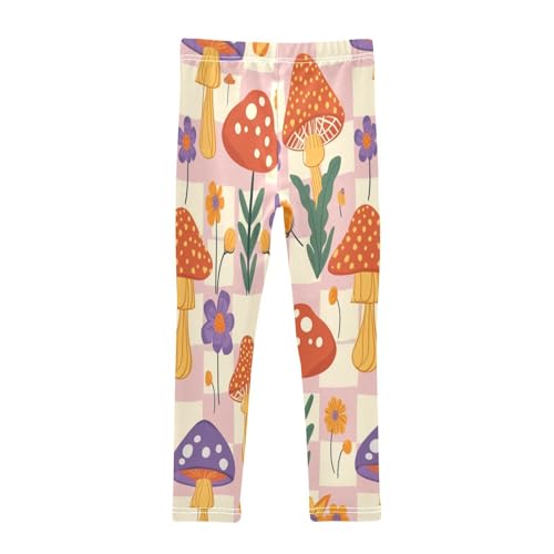 Toddler Girls Leggings Printed Yoga Pants Leggings Purple Mushroom Flower for Kids2