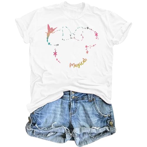 Magic Kingdom Shirts for Women Cute Magical Graphic Tees Believe in The Magic Tshirt Family Holiday Vacation Outfits