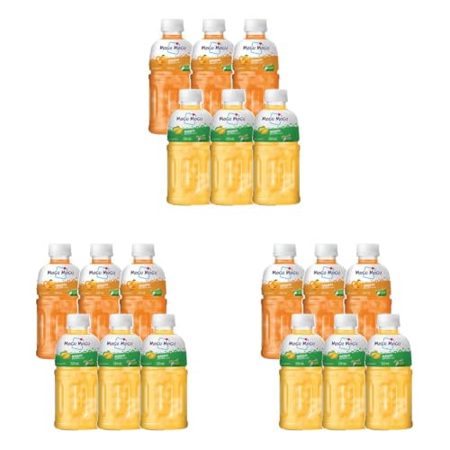 Image of Mogu Mogu Mango & Orange Juice Drink with Nata de Coco Jelly 320ml (Pack of6)| Refreshing Tropical Thai-Made Sip & Chew Beverage (Pack of 3)