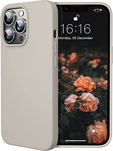 Image of DIZORO Microfiber Candy Case Compatible for iPhone 13 Pro 6.1 Inch Shockproof Slim Back Cover Liquid Silicone Case (Stone Grey)