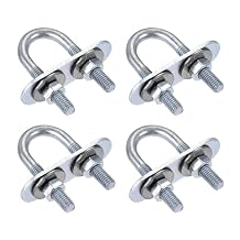 TA-VIGOR 4 Sets M6 Round U Bolts, 16mm Inner Width 46mm Length Steel U Bolts with Nut, Plate, Washer for Attaching Pipe, Conduit, Cable, Tube, Brackets, Boat and Trailer