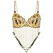 Women's Underwired Sequin Belly Dance Bra Adjustable Beaded Tassel Crop Top Sparkly Performance Costume