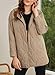 Quilted Jackets for Women Lightweight Button Down Diamond Hooded Jacket Winter Warm Padded Coats with Pockets (Khaki,XX-Large)