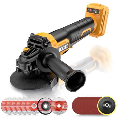 GOTUU Cordless Angle Grinder for DEWALT 20V MAX Battery 4-1/2 Power Brushless Cut Off Tool with Safe Paddle Switch 3 Variable Speed with Cutting Grinding Polishing Accessories Tool Only