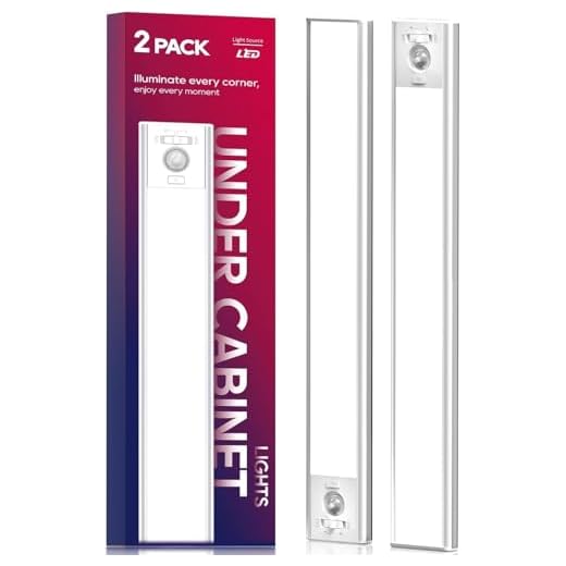 13inch Under Cabinet Lighting, 3200mAh Rechargeable Motion Sensor Light Indoor, LED Battery Operated Cabinet Lights, Dimmable Closet Light, Wireless Under Counter Lights for Kitchen (2pack)
