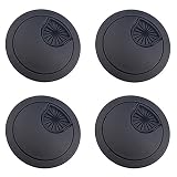 4Pcs Kit De Passe-fils De Bureau,Passe-fils De Table,Oeillet De Bureau Noir,Passe-fil,Organisateurs De Fil,Passe-Câble De Bureau,Boîte De Fil D'alliage,Passe-câble En Métal,Cache Trou Bureau Métal.