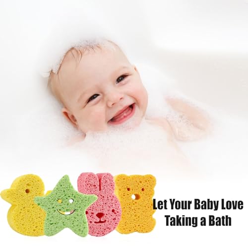 Miniatura 5 de Esponja Baño Bebe,Esponja Ducha Niños,Esponja Para El Baño Del Bebé,Esponjas Hidrófilas Para Bebés,Körper Badeschwamm,4 Pezzi