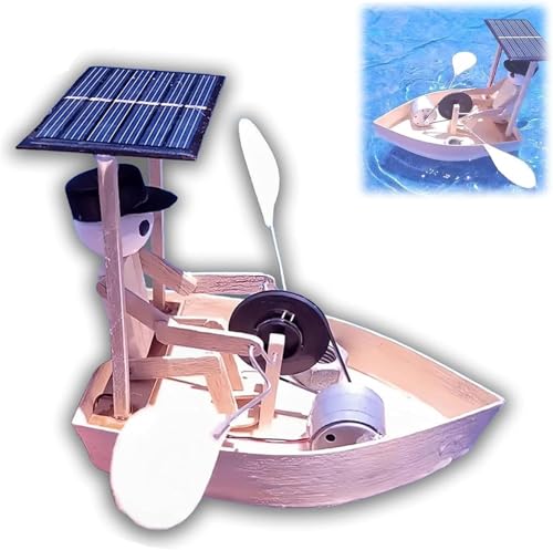 Ruder Roboter mit Solarantrieb, handgefertigtes Mini-Solar Wasser Boot aus Holz, kreatives, Roboter betriebenes Boot Solarenergie, als Dekoration for Rasen die Terrasse auf dem Schreibtisch.