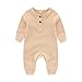 IADOER Newborn Baby Boys Girls One Piece Romper With Mitten Cuffs 3 Pack Long Sleeve Ribbed Button Jumpsuit Outfit Clothes white+apricot+yellow 9 months