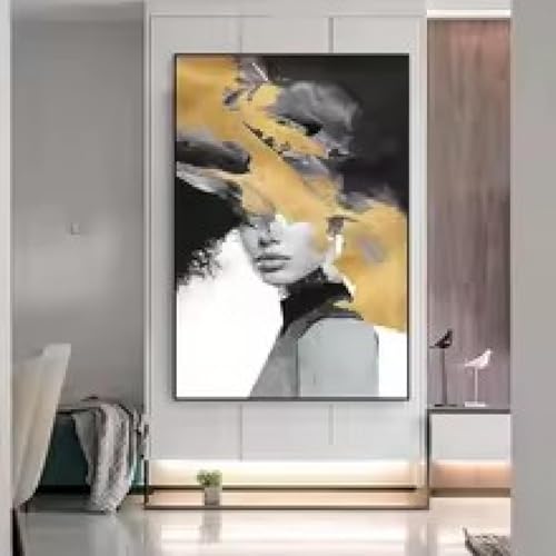 Tableau abstrait femme dorure pour créer une ambiance élégante dans votre salon