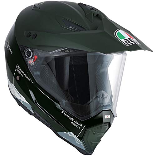AGV Casco Moto Ax-8 Dual Evo E05 Multi, Wild Frontier Military Green/White, S