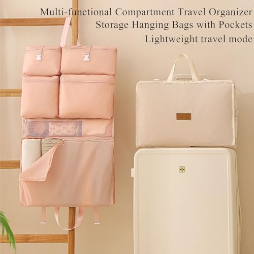 Foldable Travel Clothing Storage Bag,Multifunctional Wall-Mount Organizer Space Saving Hanging Garment Bag for Clothes Bra Underwear Socks,for Travel and Home(Blue)3