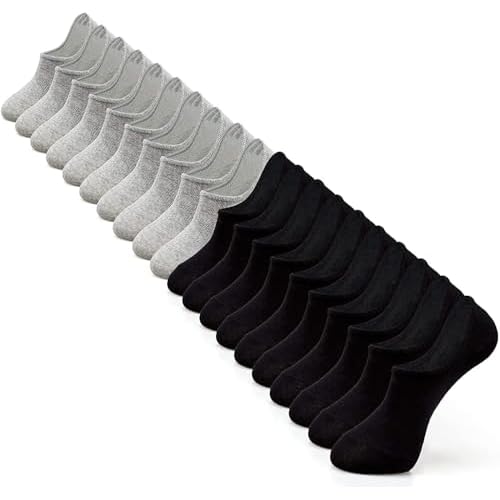 IDEGG No Show Socks Women 10 Pairs Low Cut Anti-Slid Novelty Athletic Casual Invisible Liner Socks 9-13 Color C - 10 Pairs - 5 Pairs Gray+5 Pairs Blac