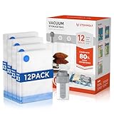 ETENWOLF 12 Pack Vacuum Storage Bags with Rechargeable Wireless Pump, Vacuum Seal Bags for Clothes and Travel, Space Saver Bags in Multiple Carry-On Sizes, Perfect for Luggage and Suitcases