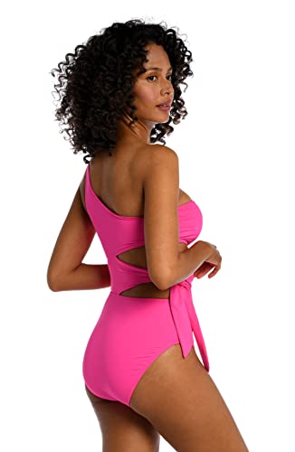 La Blanca Women's One Piece Swimsuit Cutout Single Shoulder Tummy Control Island Goddess Bathing Suit2