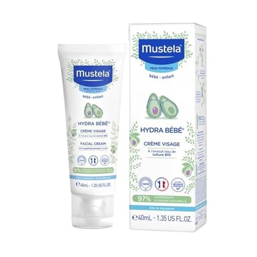 Mustela Hydra Bebe Face Cream – Daily Baby Moisturizer with Natural Avocado, Jojoba Oil & Shea Butter – 1.35 fl. oz. – Packaging may vary