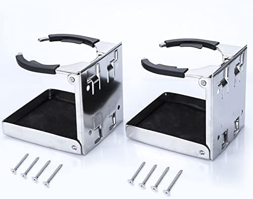 Marinebaby Stainless Steel Adjustable Folding Cup Drink Holders Marine/Boat/Caravan/car (Cup Holder (2pcs))